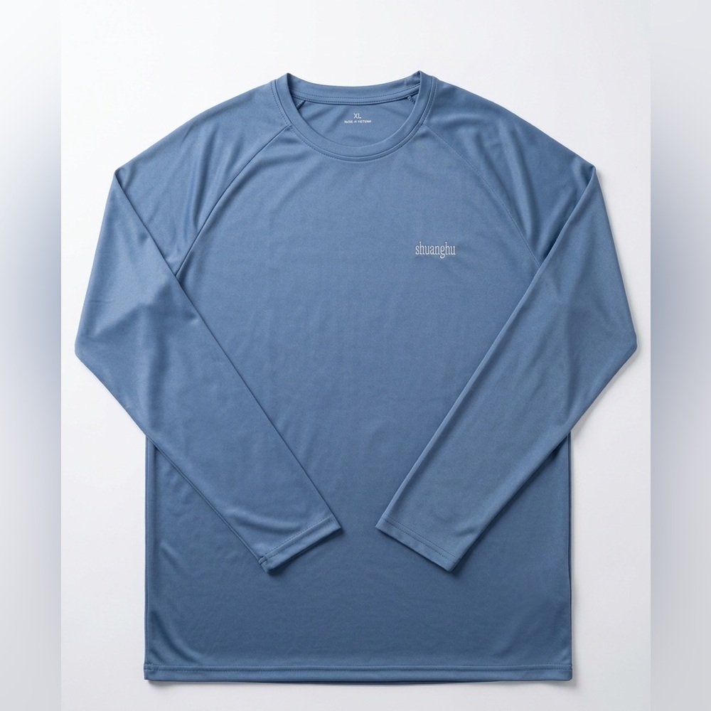 NWOT Shuanghu Men's Long-Sleeve Performance Tee - Slate Blue Size XXL